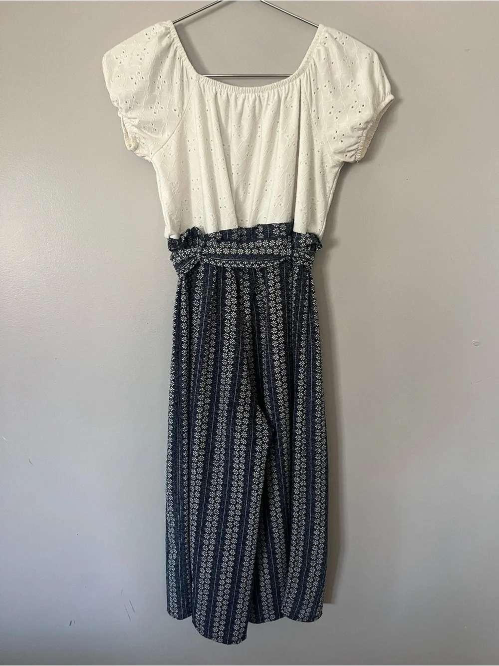 Knitworks Girls 10 White Eyelet Top Wide Leg Jumper Spring Summer Picnic Church